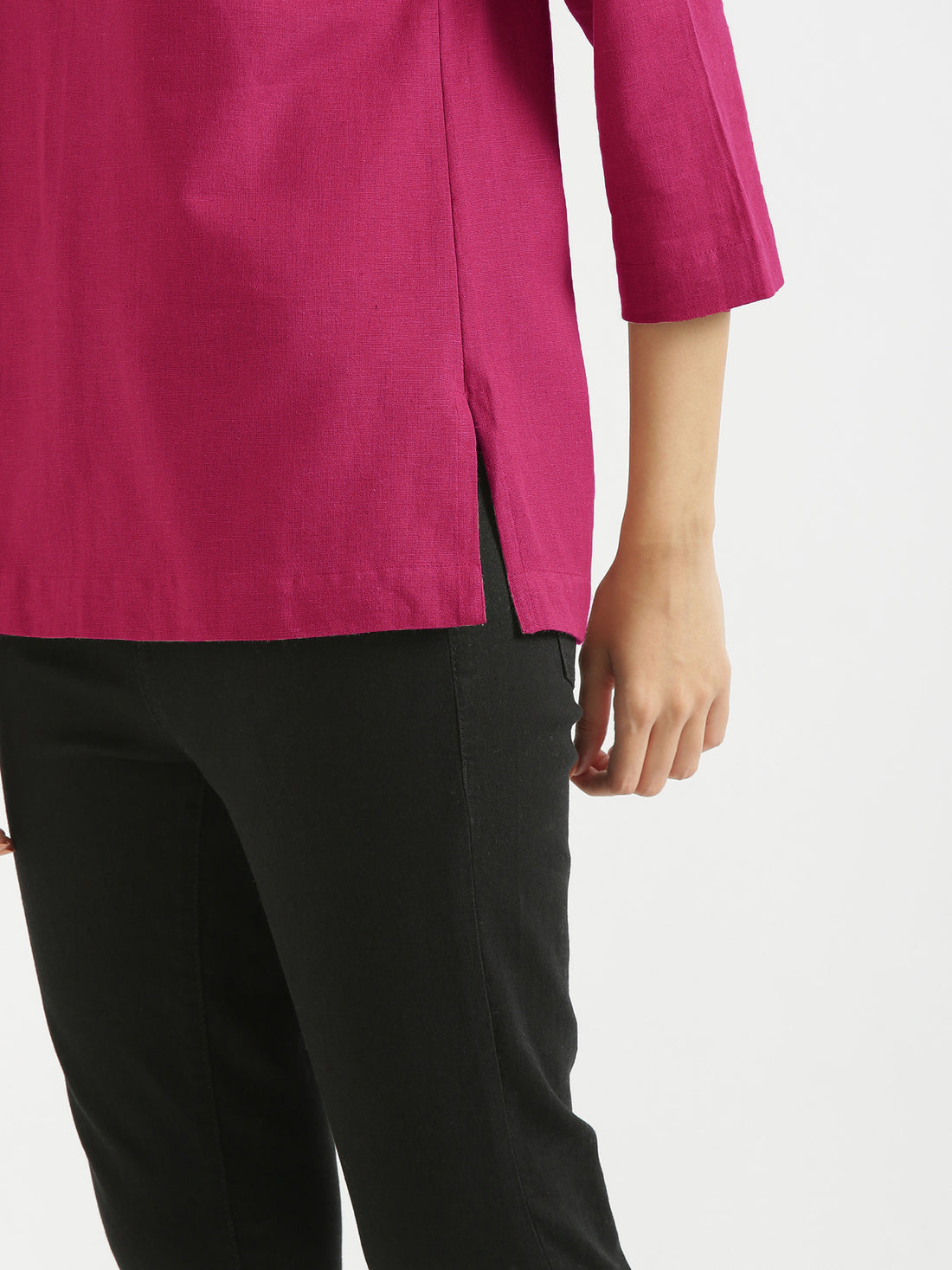 HOT PINK AIRY LINEN SHORT KURTA