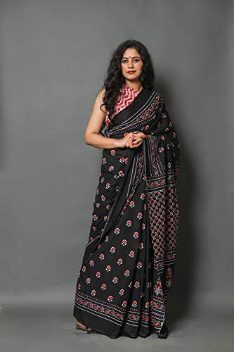 Printed Black n White Print Cotton MulMul Saree