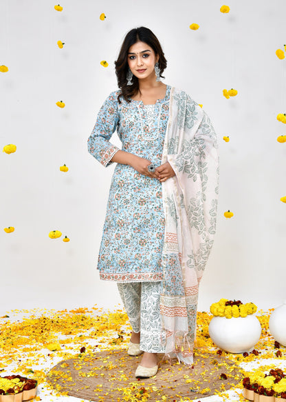 Kimaya Cotton Chanderi Dupatta Dress