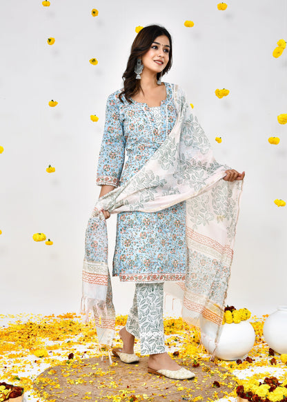 Kimaya Cotton Chanderi Dupatta Dress