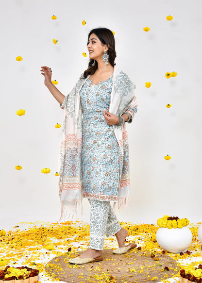 Kimaya Cotton Chanderi Dupatta Dress