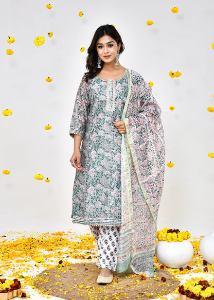 Adweta Sea Green Chanderi Silk Suit Dress