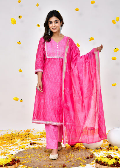 Nova pink Maheshwari Silk Suit Dress