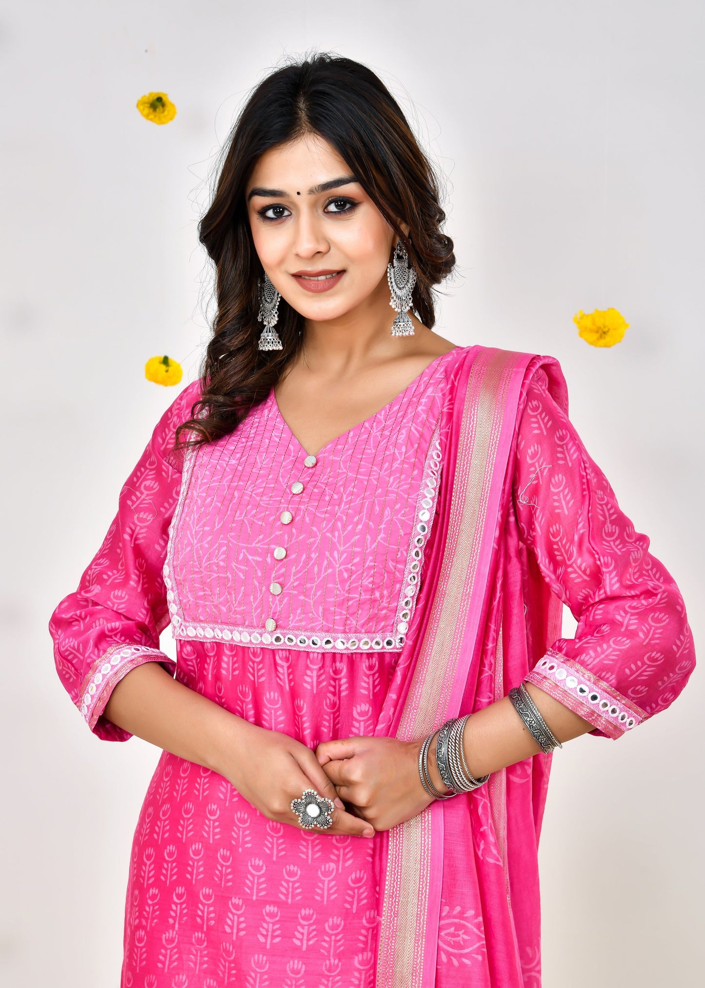 Nova pink Maheshwari Silk Suit Dress