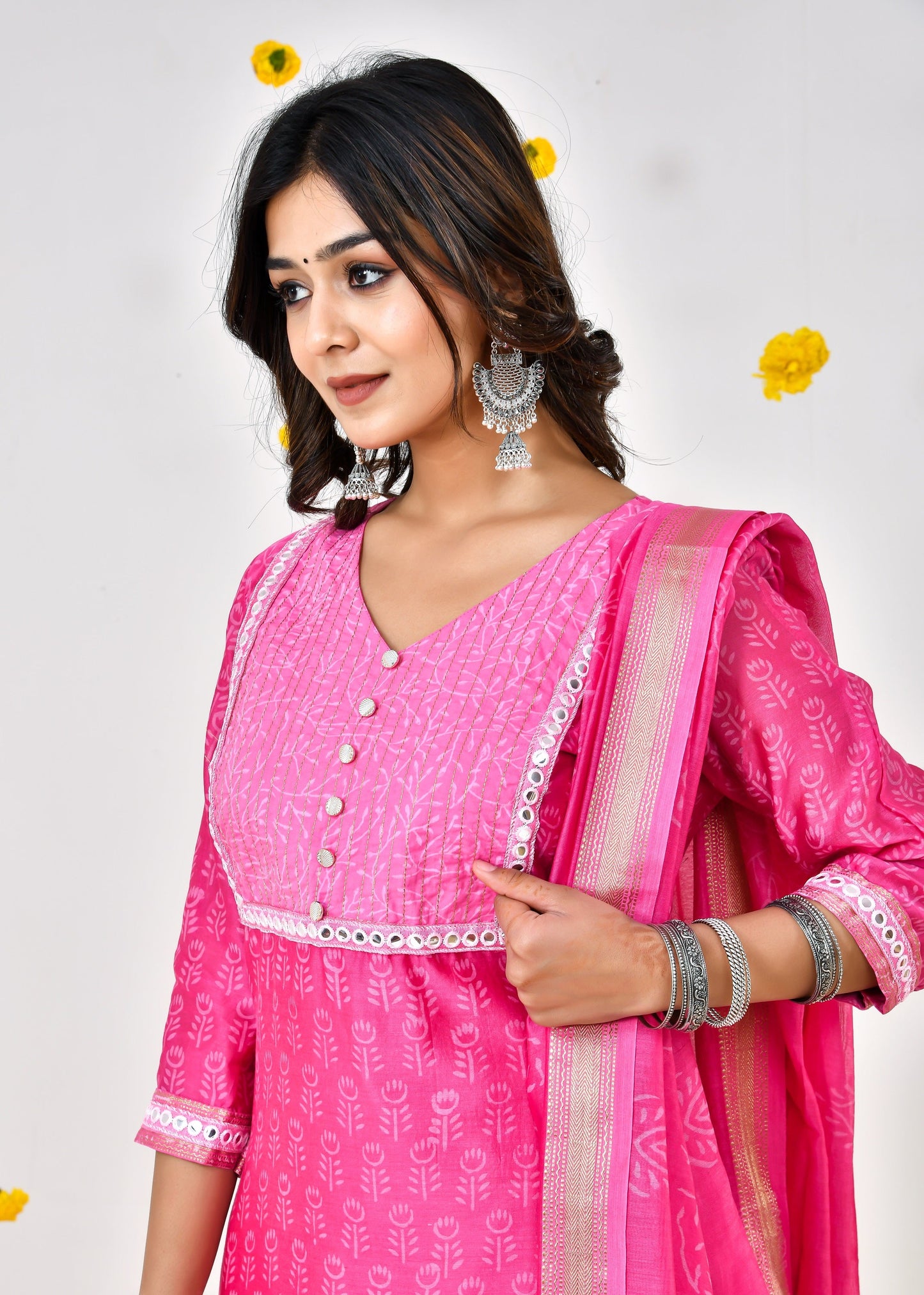 Nova pink Maheshwari Silk Suit Dress