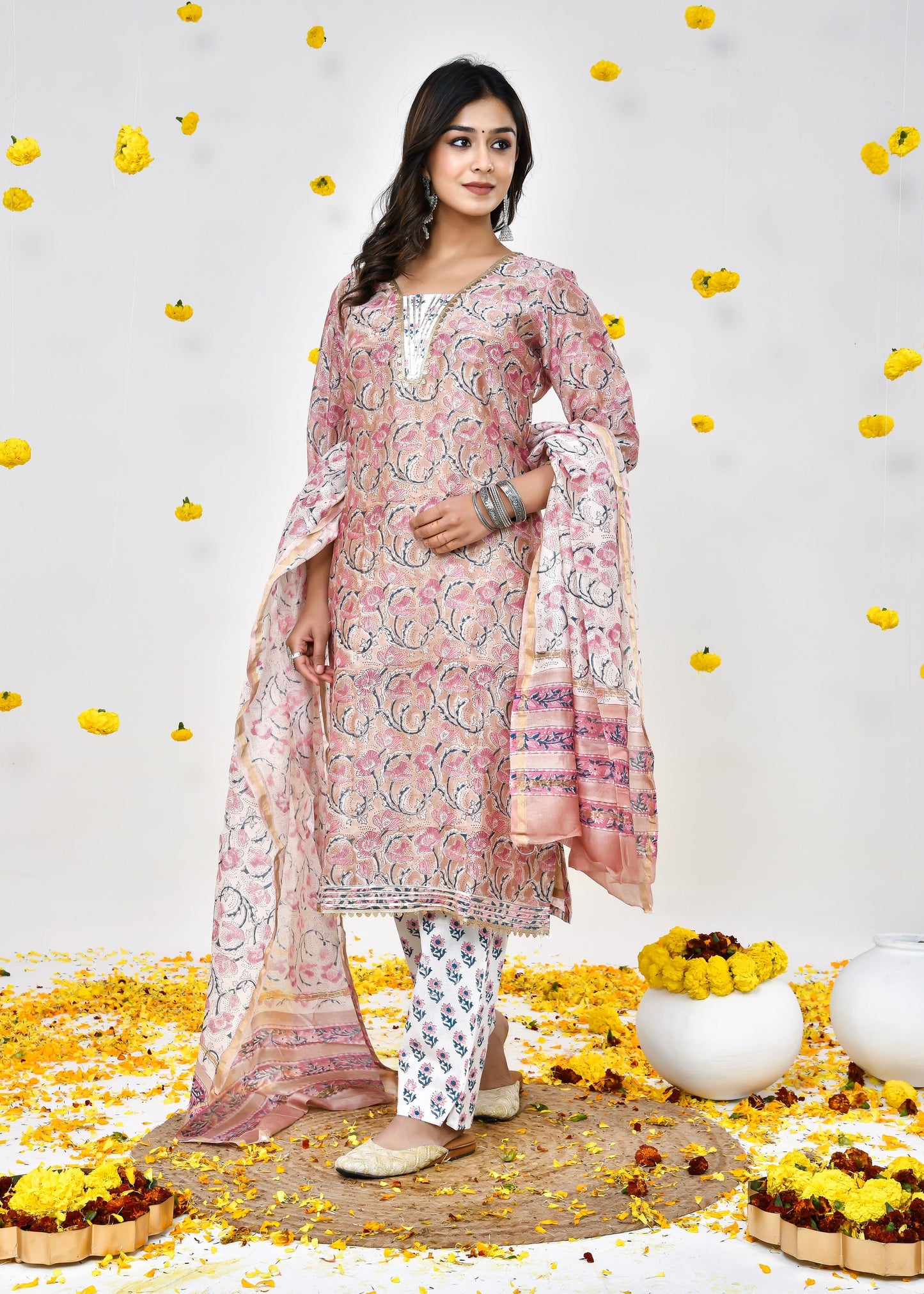 Lyra Chanderi Silk Suit Dress