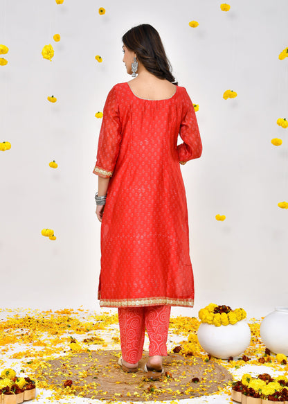 Vivia Red Maheshwari Silk Suit Dress