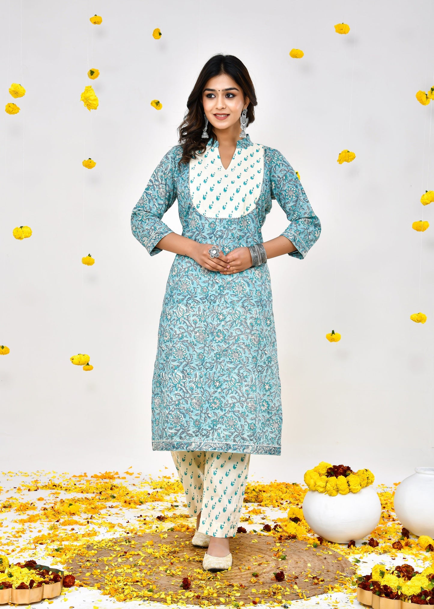 Parmira Sky Blue Kota Doriya Dupatta Dress