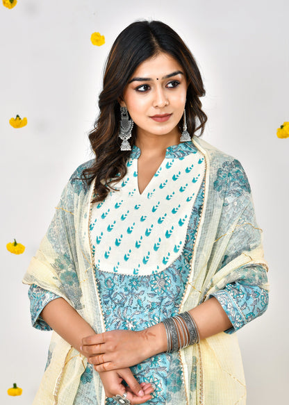 Parmira Sky Blue Kota Doriya Dupatta Dress