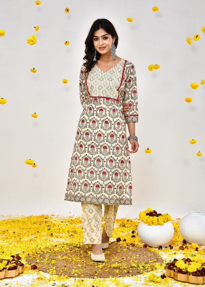 Araya Cream Kota Doriya Dupatta Dress