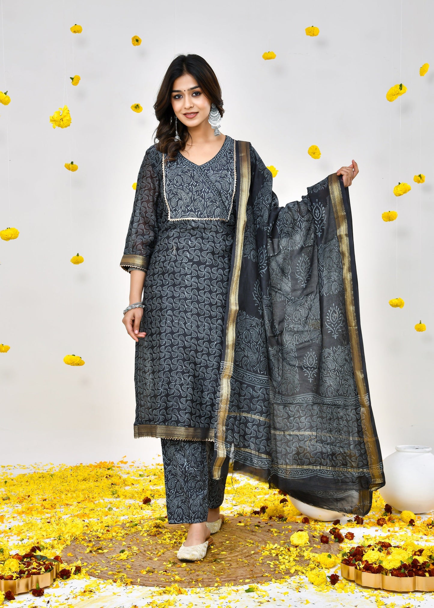 Estella Grey Maheshwari Silk Suit Dress