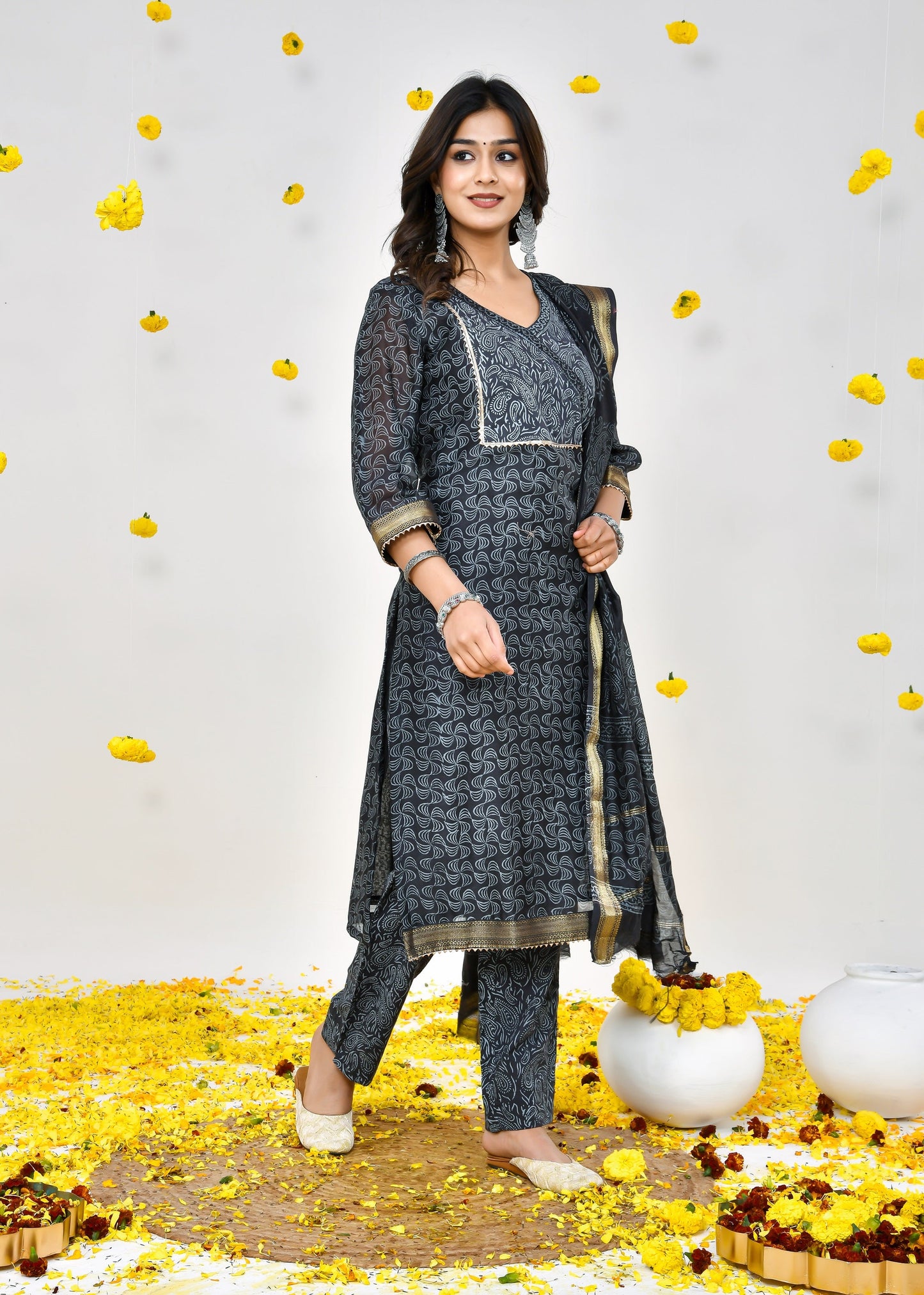 Estella Grey Maheshwari Silk Suit Dress