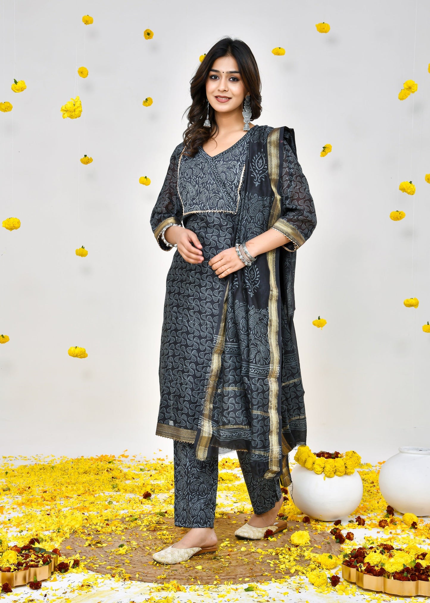 Estella Grey Maheshwari Silk Suit Dress