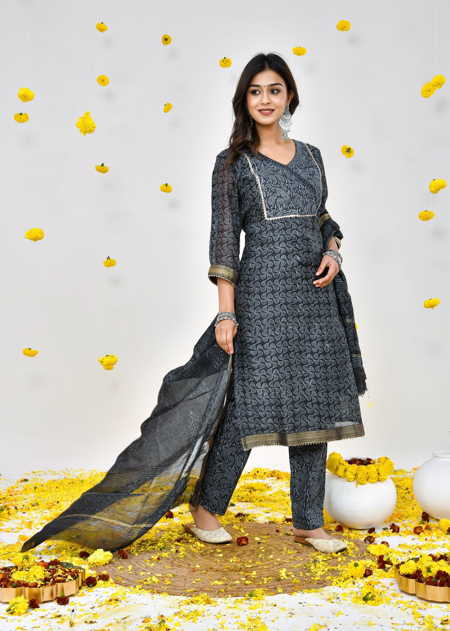 Estella Grey Maheshwari Silk Suit Dress