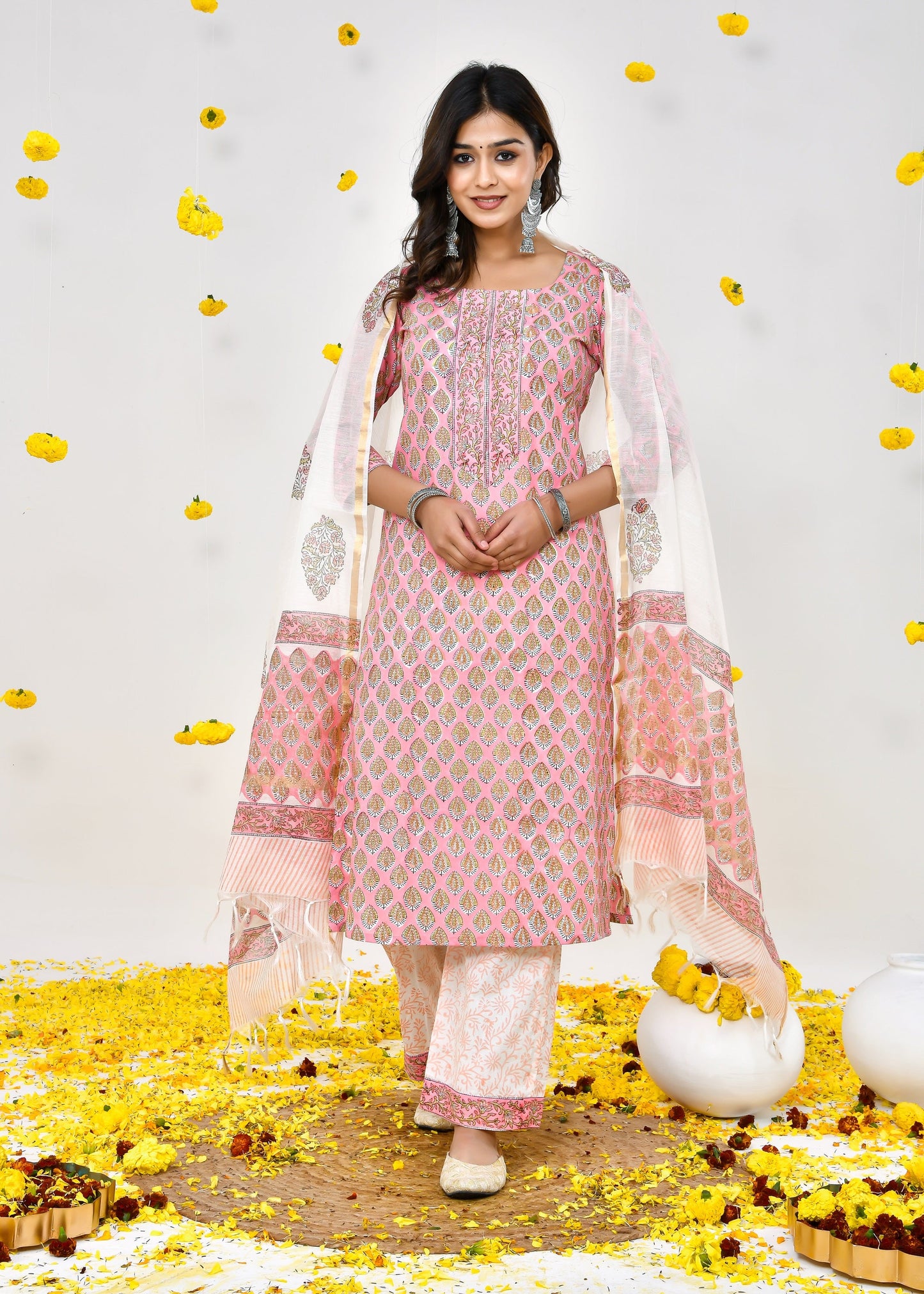 Shyla Pink Chanderi Dupatta Dress