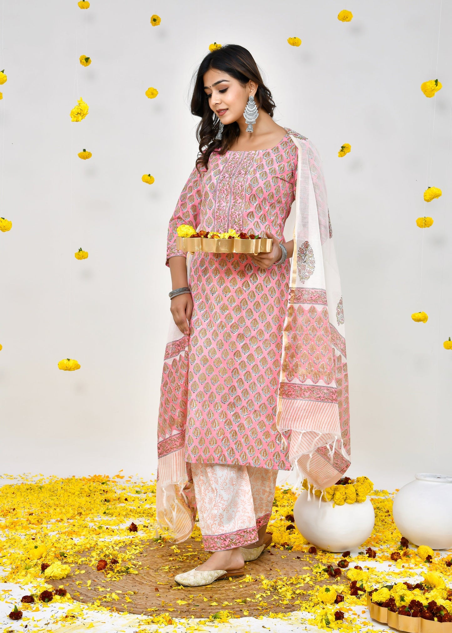 Shyla Pink Chanderi Dupatta Dress