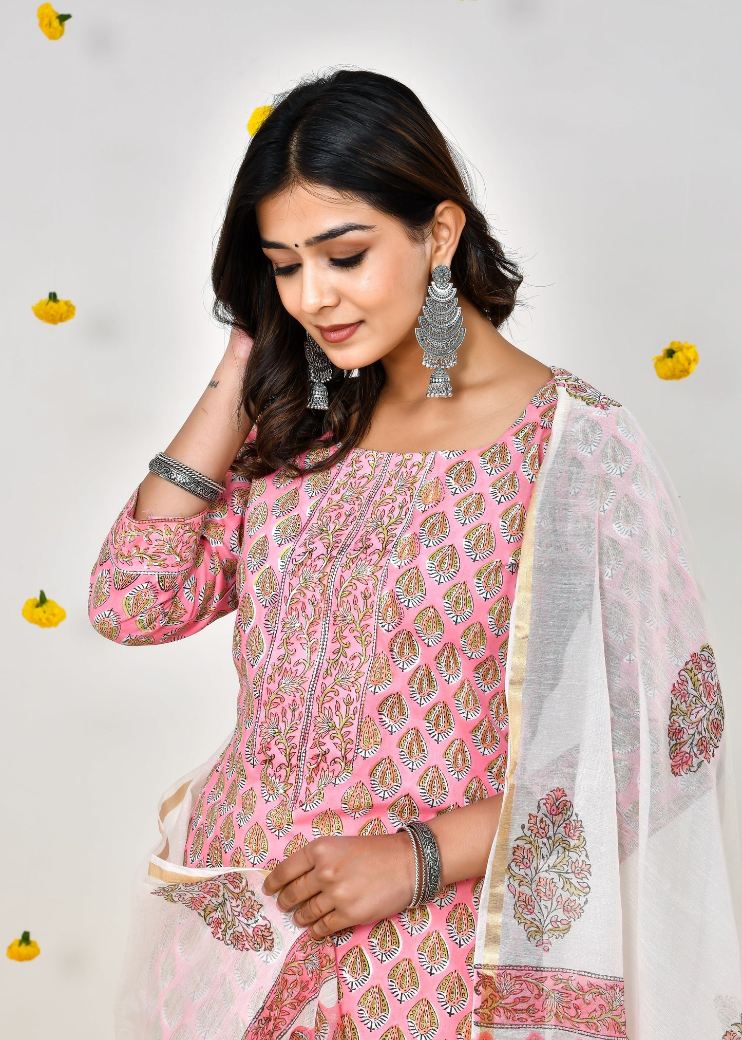 Shyla Pink Chanderi Dupatta Dress