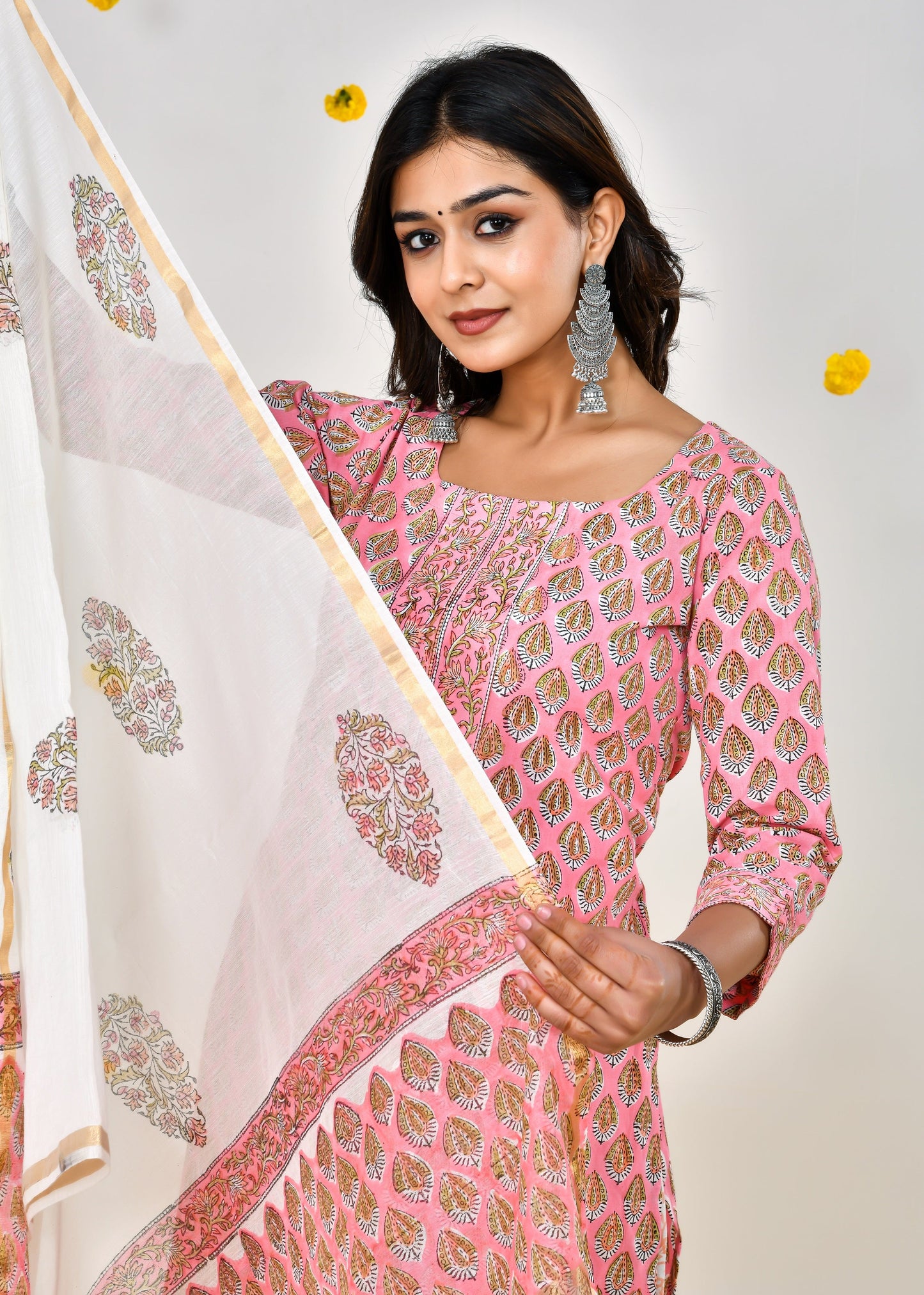 Shyla Pink Chanderi Dupatta Dress