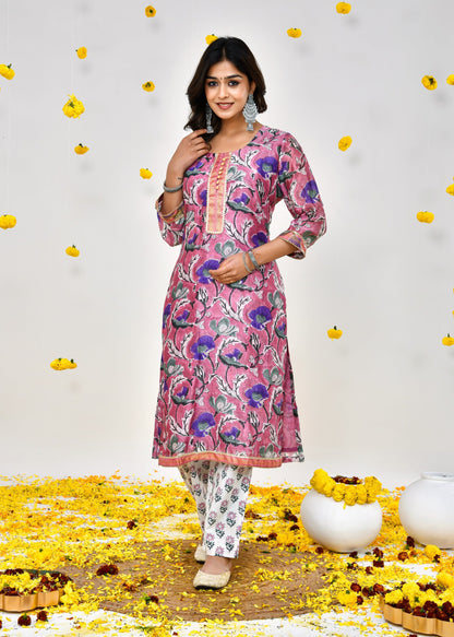 Zury Purple Pink Maheshwari Silk Suit Dress