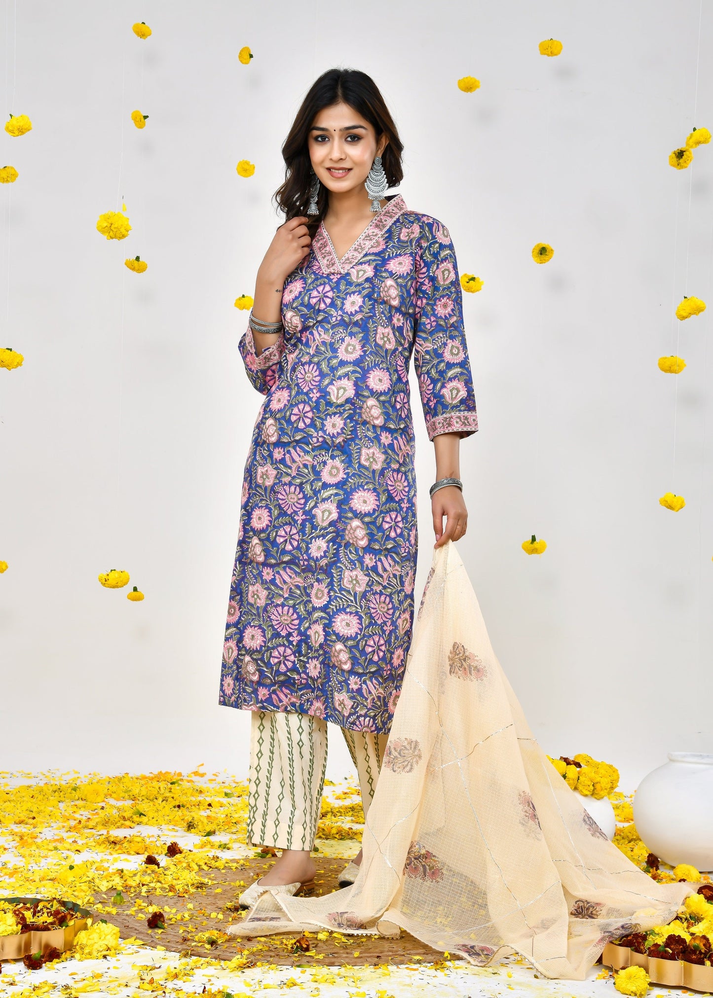 Kuvira Blue Kota Doriya Dupatta Dress