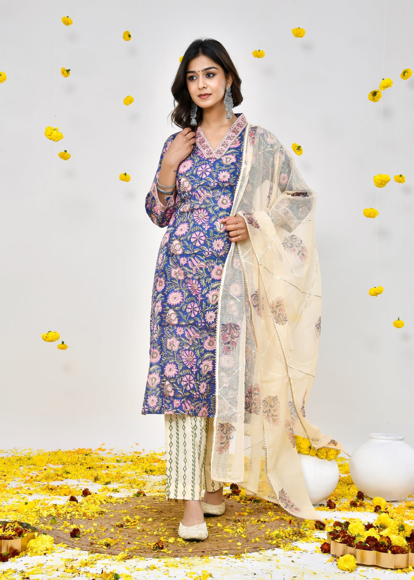 Kuvira Blue Kota Doriya Dupatta Dress