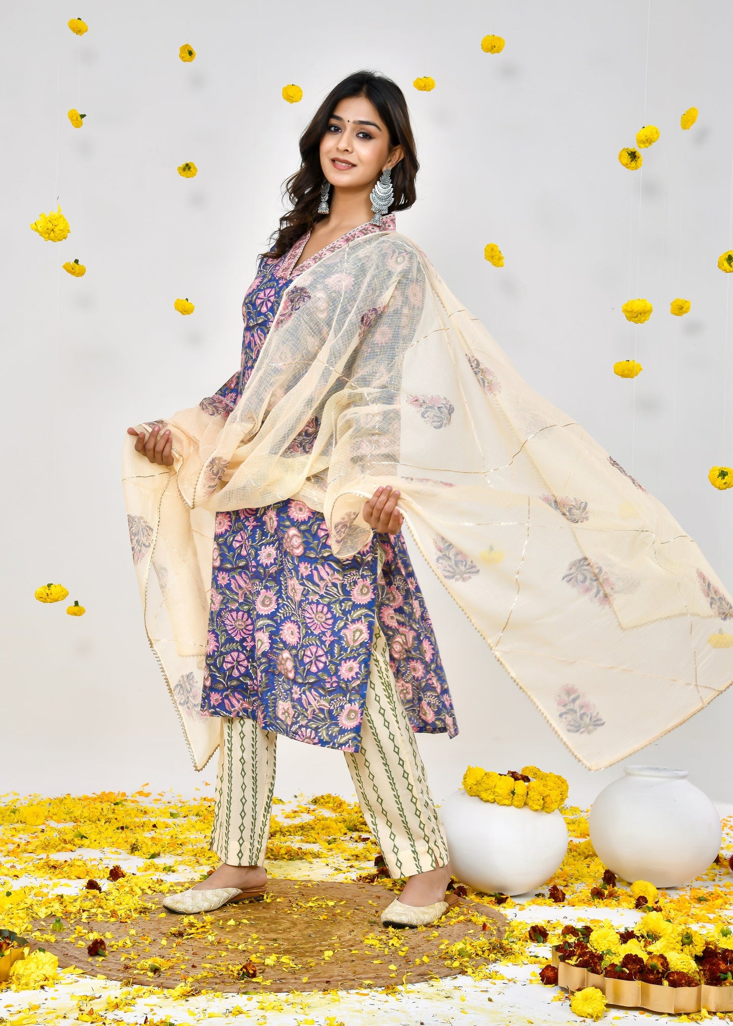 Kuvira Blue Kota Doriya Dupatta Dress