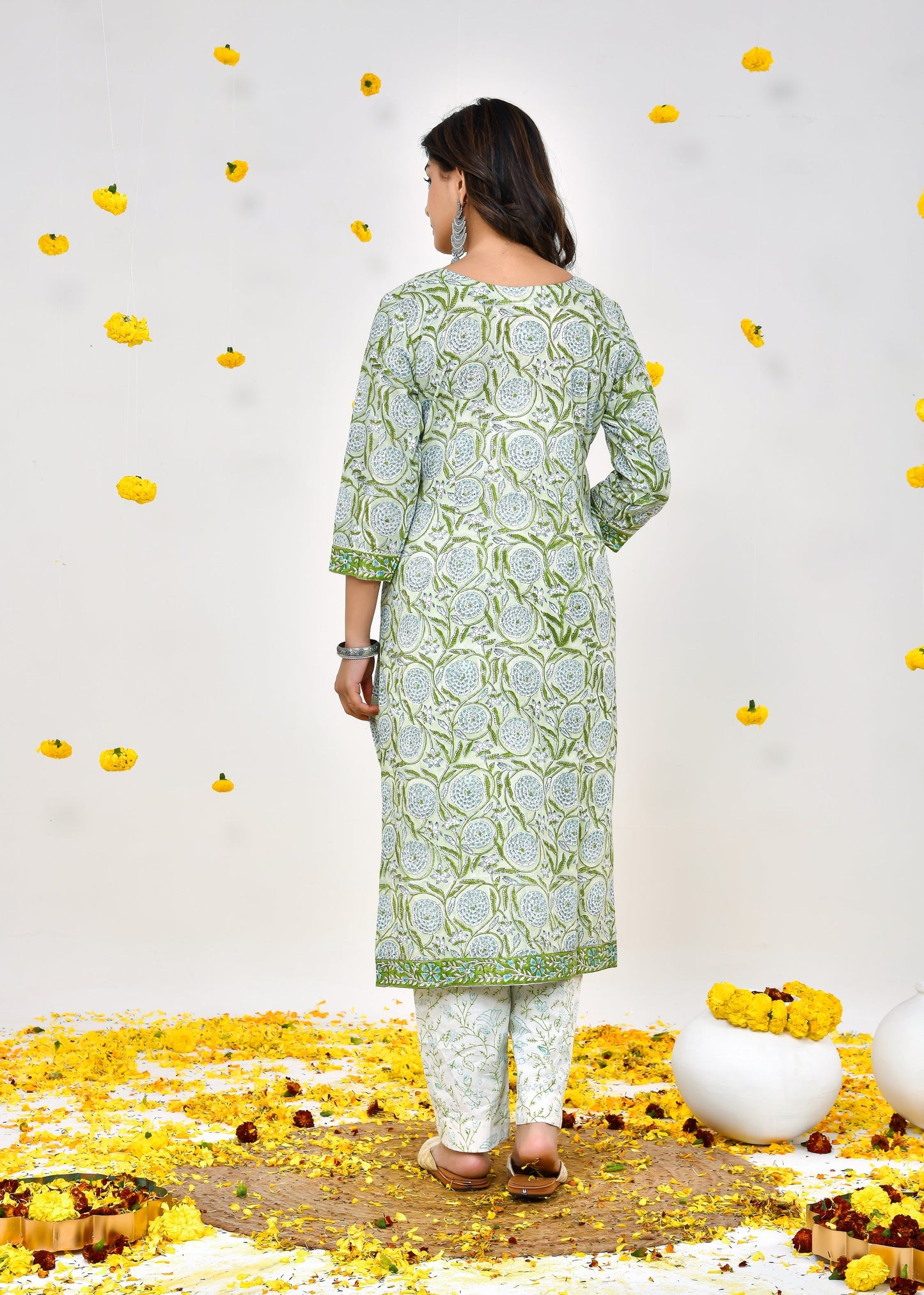 Light Green Kota Doriya Dupatta Dress