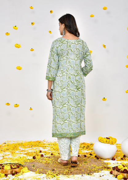 Light Green Kota Doriya Dupatta Dress