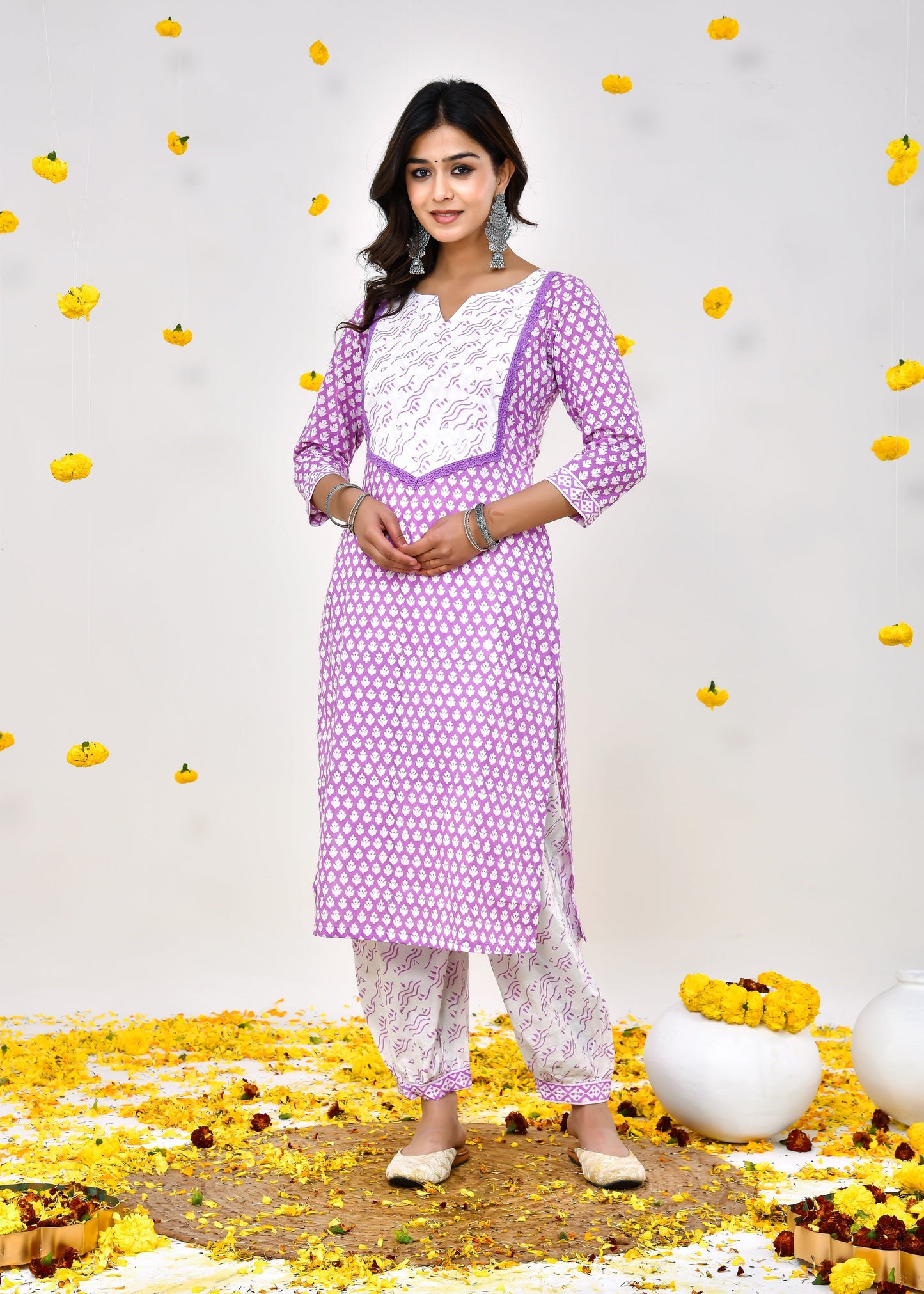 Smitha Purple Chiffon Dupatta Dress