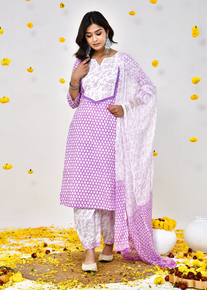 Smitha Purple Chiffon Dupatta Dress