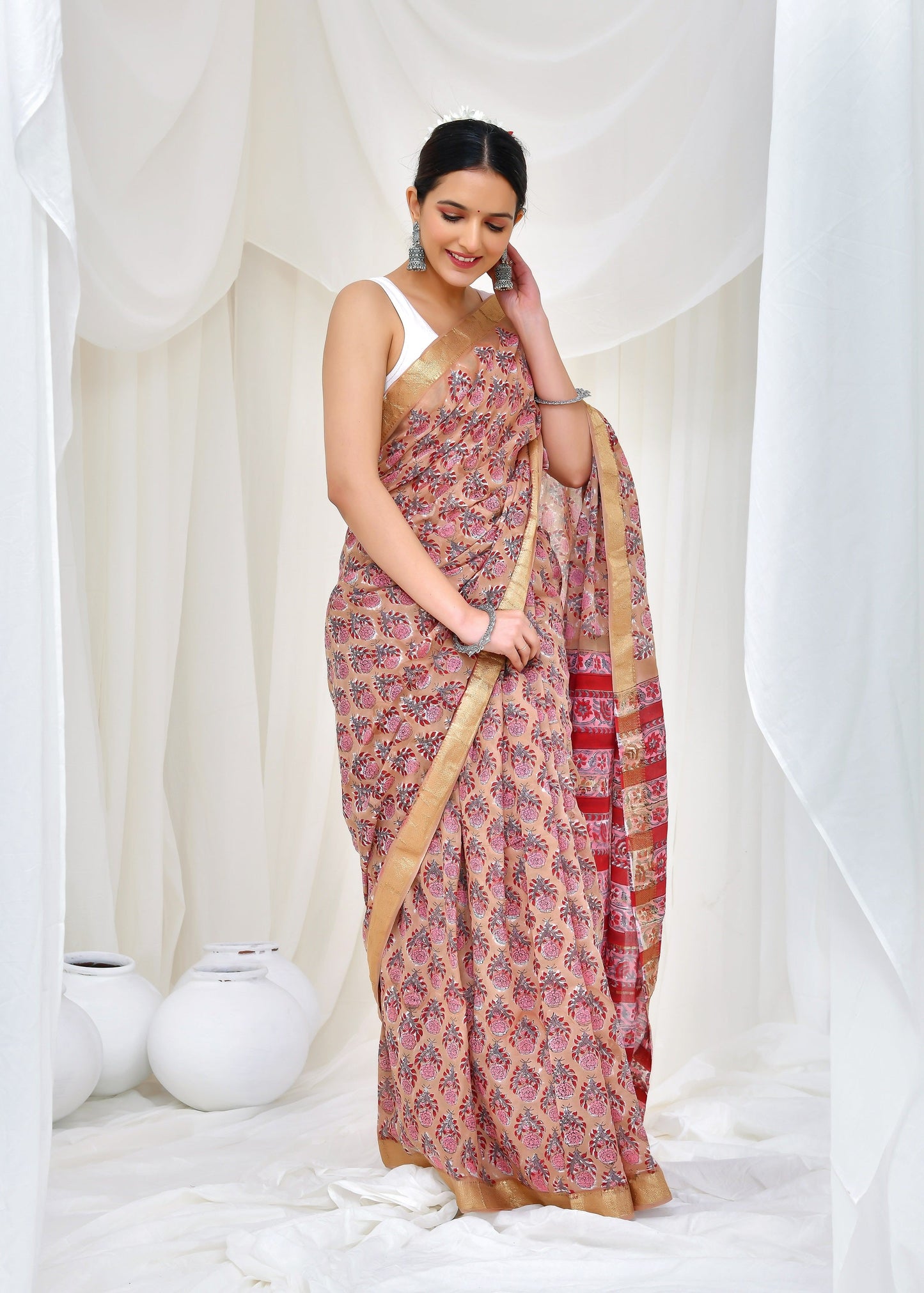 Premium Cotton Maheshwari Saree