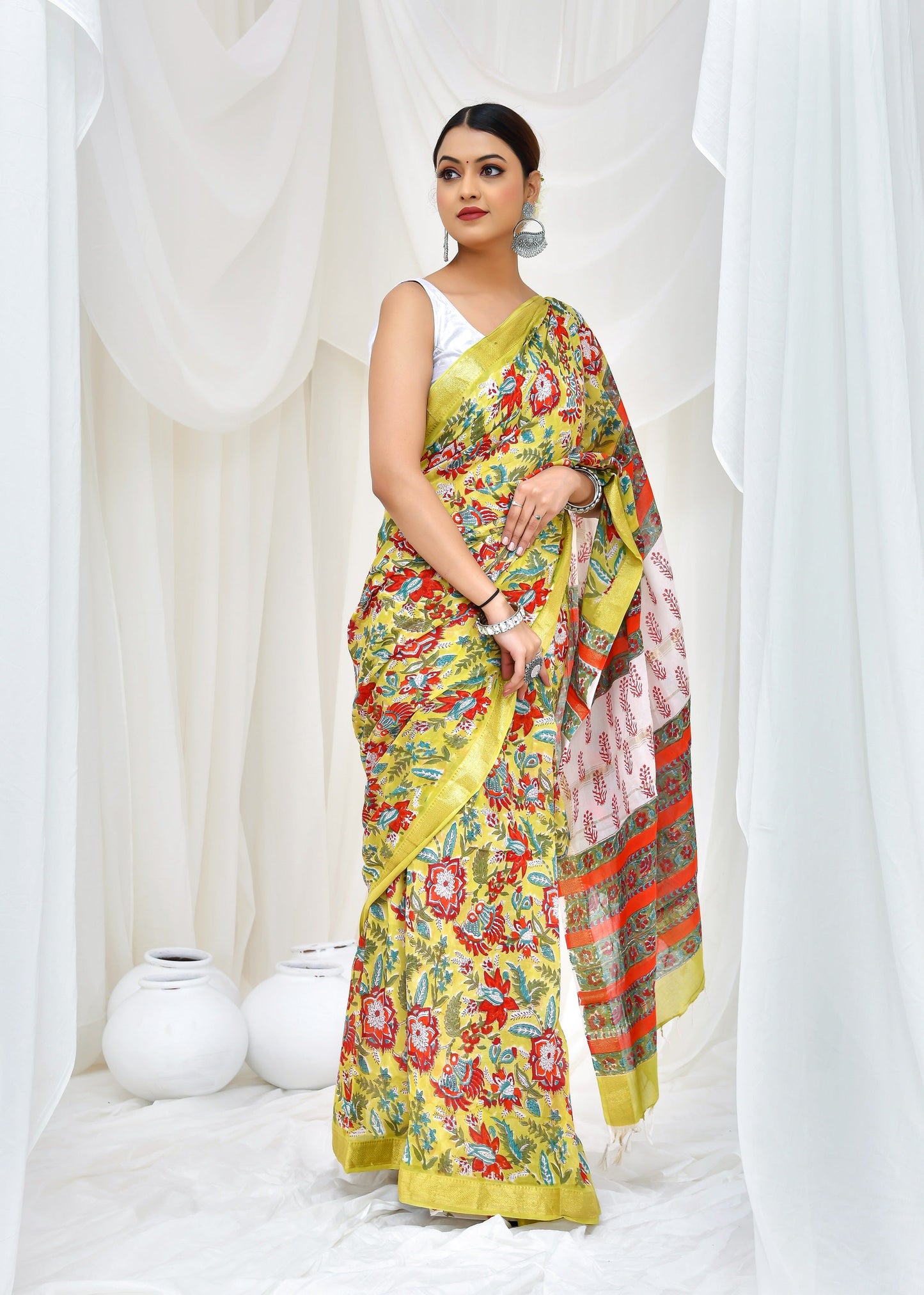 Premium Cotton Maheshwari Saree