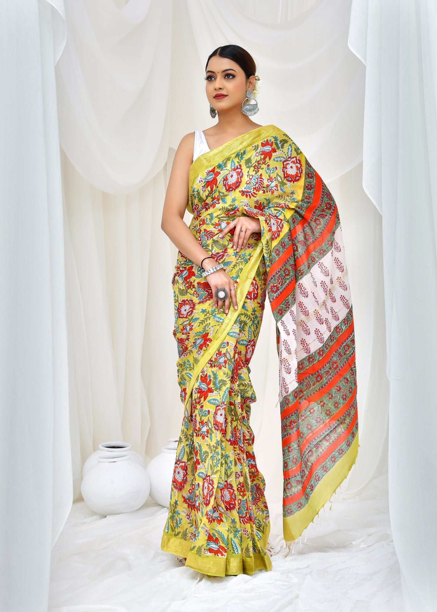 Premium Cotton Maheshwari Saree