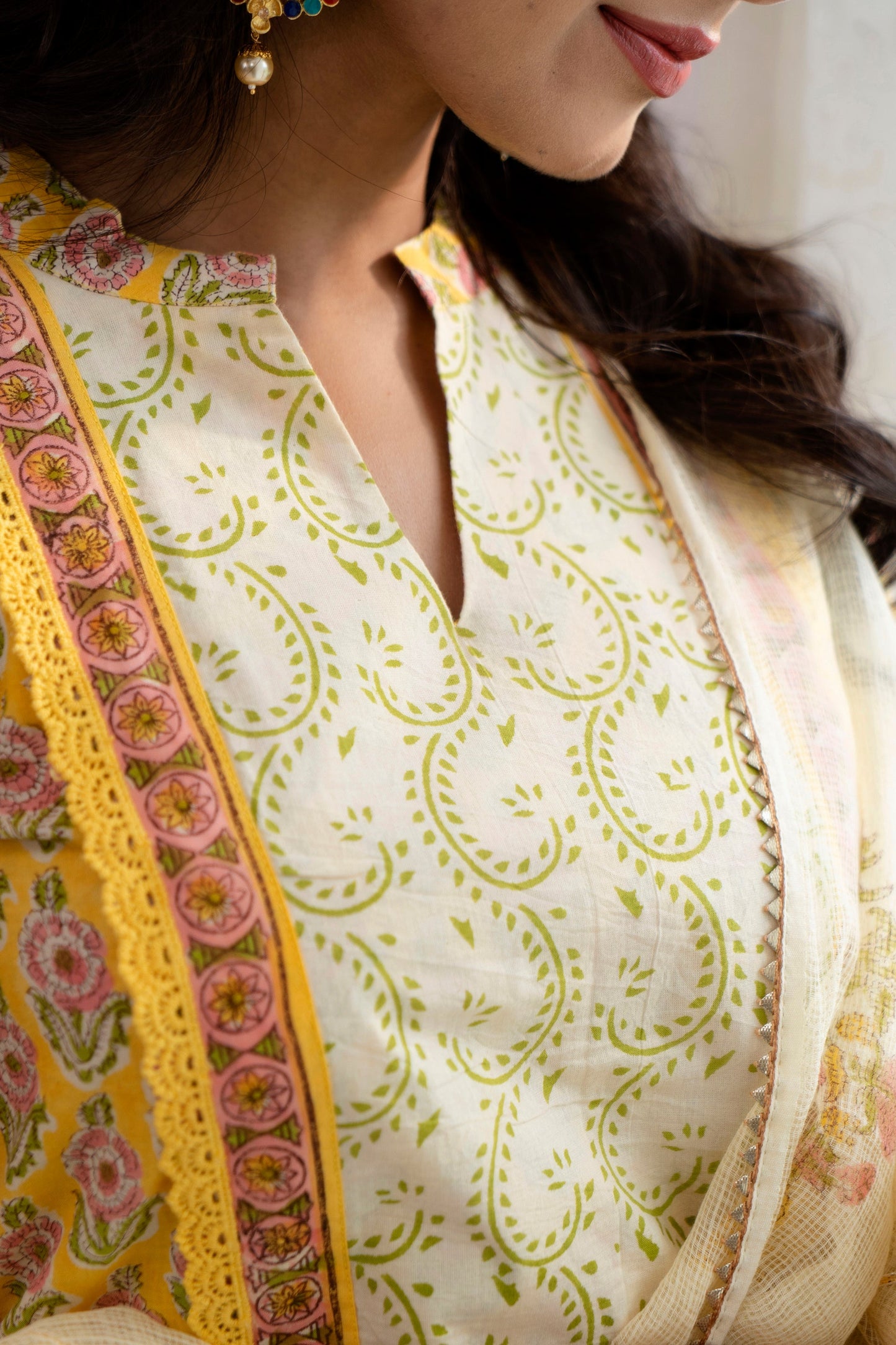 Advika Yellow Kota Doriya Dupatta Dress