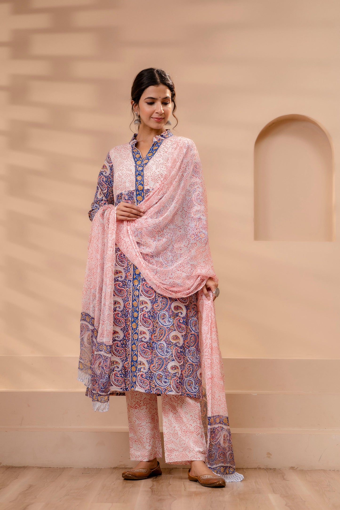 Laveneet Blue Chiffon Dupatta Dress