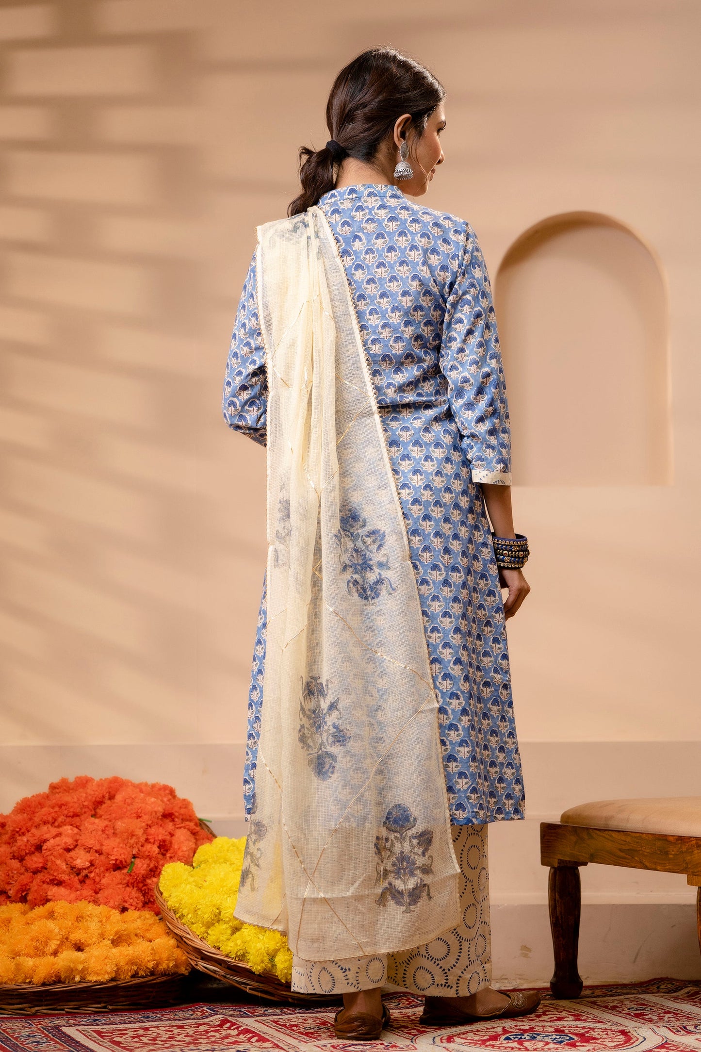 Prisha Blue Kota Doriya Dupatta Dress