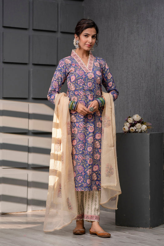 Riya Blue Kota Doriya Dupatta Dress