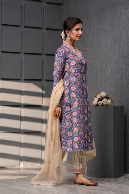 Riya Blue Kota Doriya Dupatta Dress