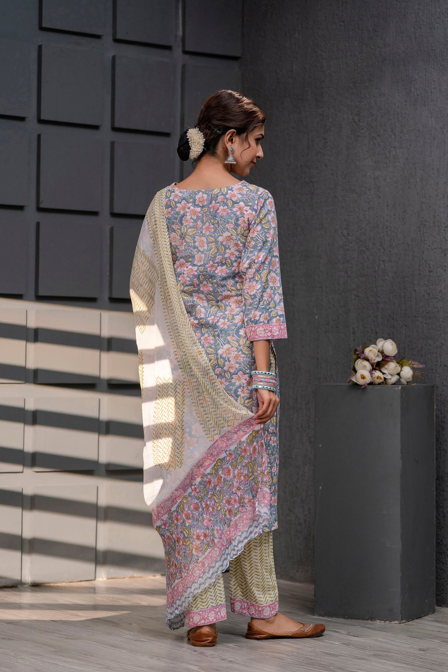 Jasmin Grey Chiffon Dupatta Dress