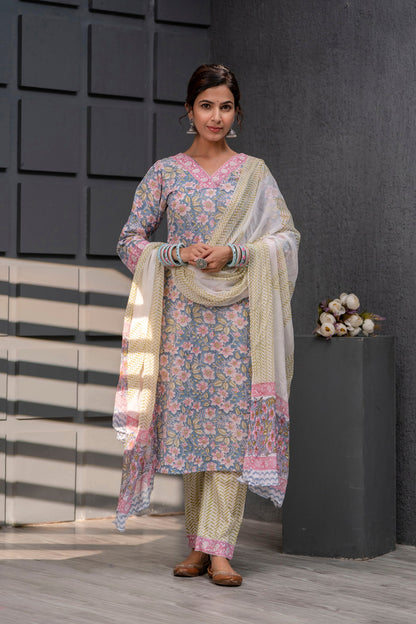 Jasmin Grey Chiffon Dupatta Dress