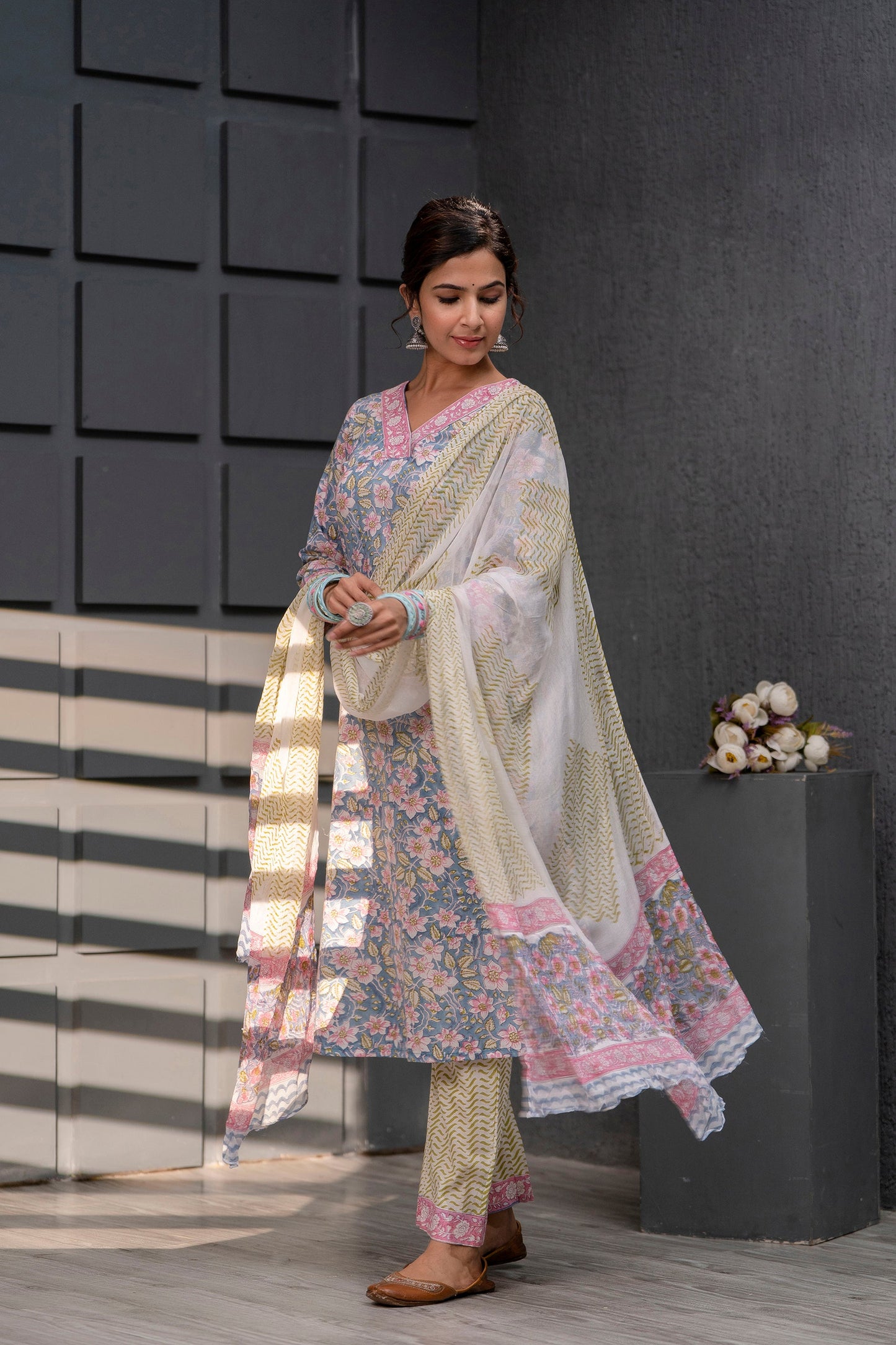 Jasmin Grey Chiffon Dupatta Dress