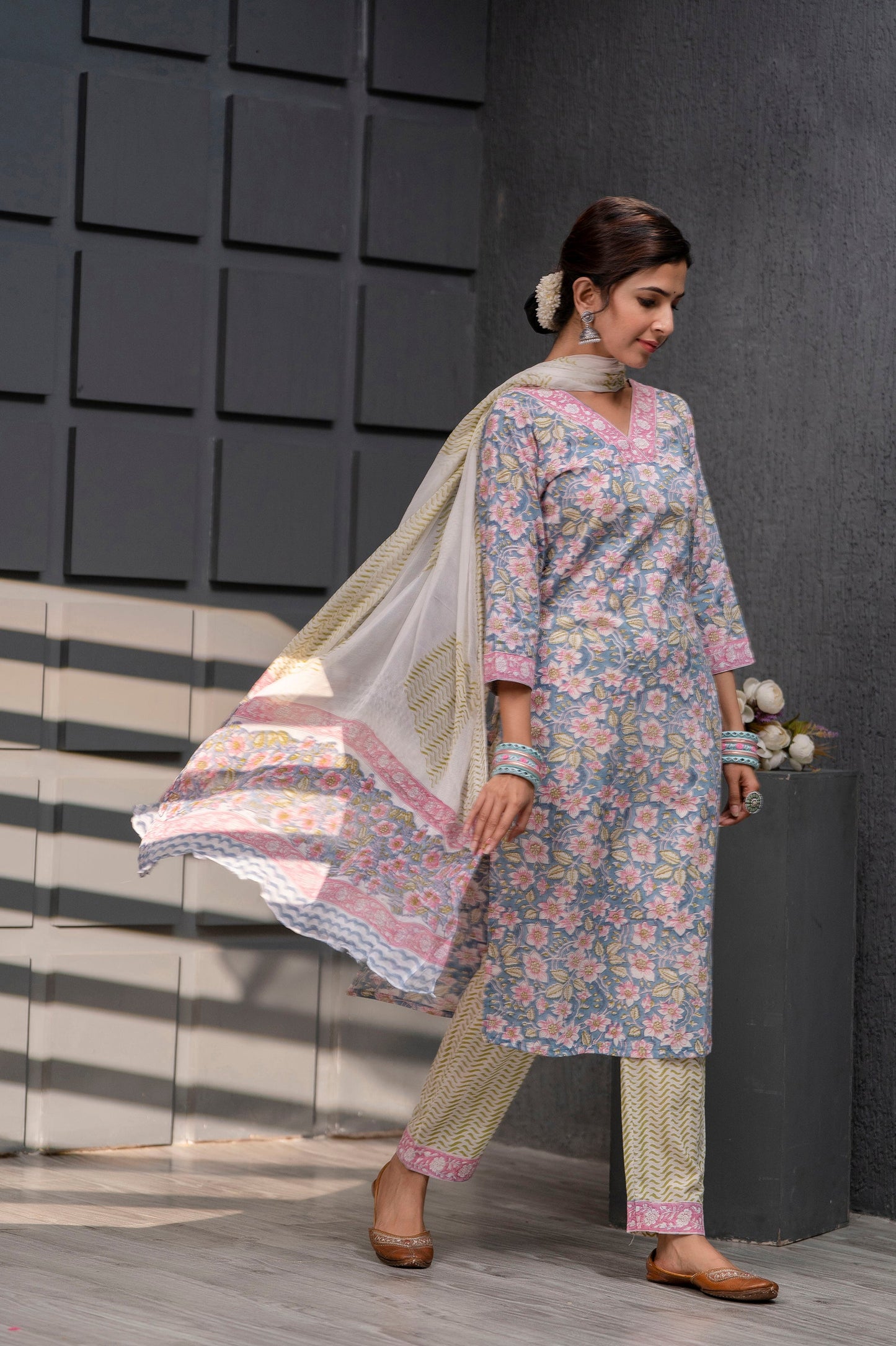 Jasmin Grey Chiffon Dupatta Dress