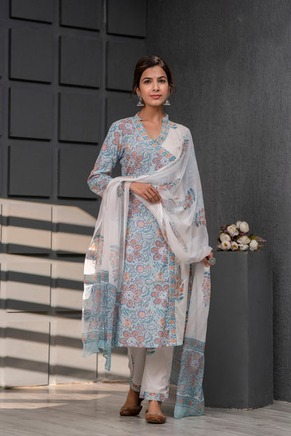 Harveen Baby Blue Chiffon Dupatta Dress