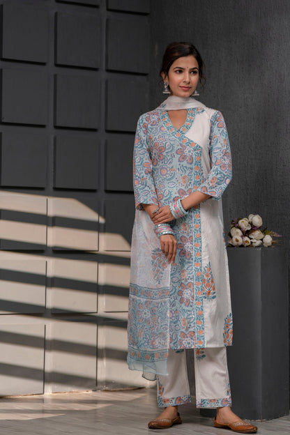 Harveen Baby Blue Chiffon Dupatta Dress