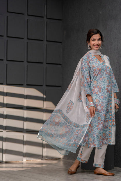 Harveen Baby Blue Chiffon Dupatta Dress