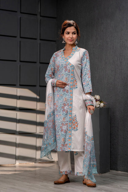 Harveen Baby Blue Chiffon Dupatta Dress