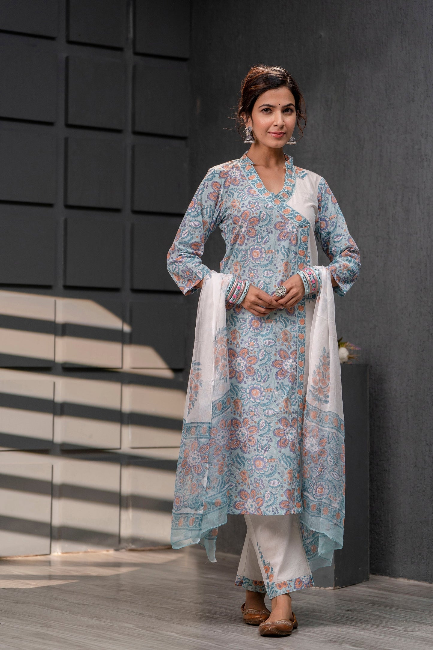 Harveen Baby Blue Chiffon Dupatta Dress