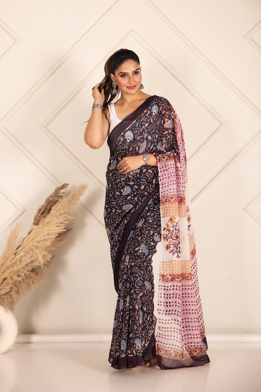 Premium Blue Organza Saree