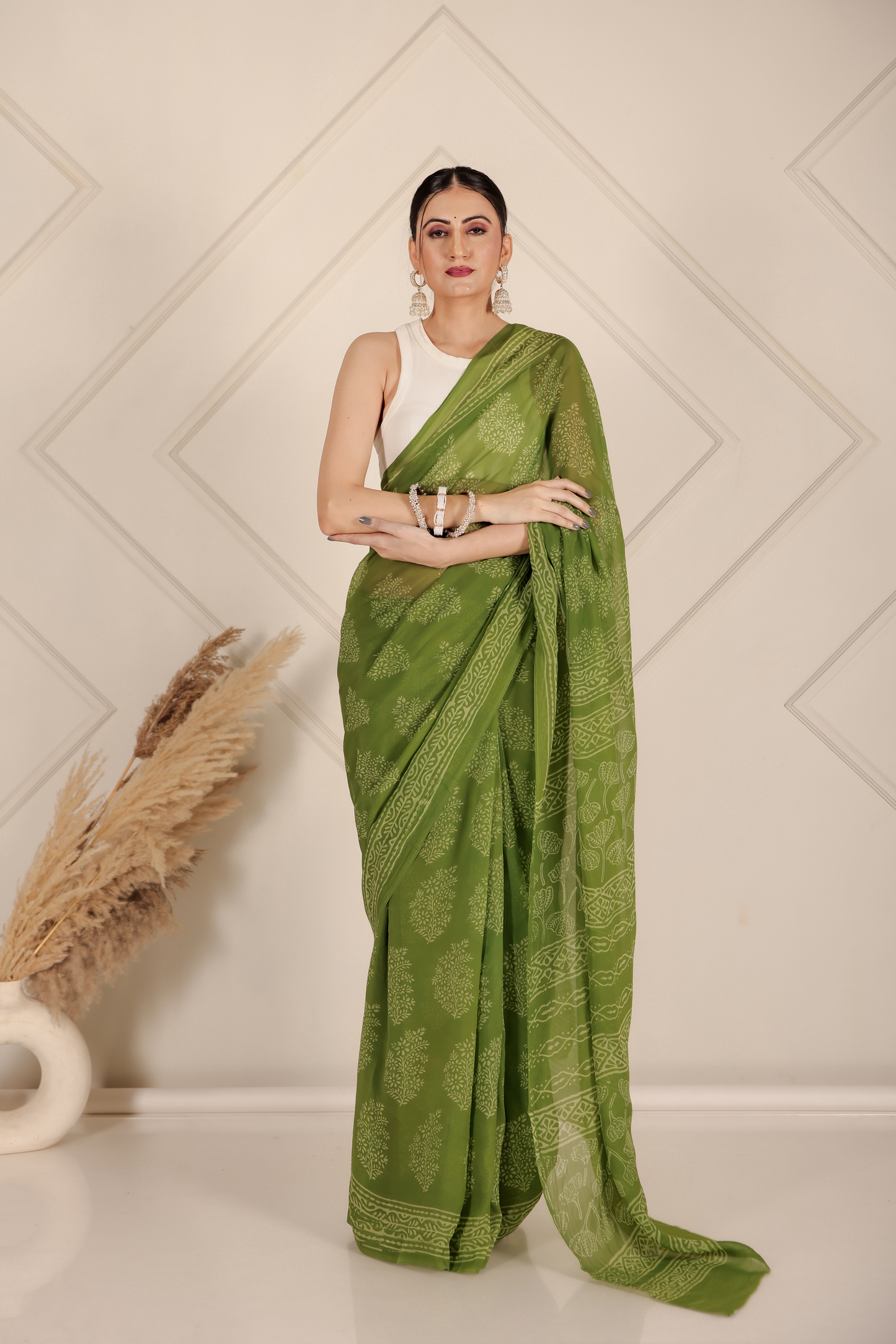 Premium Green Organza Saree