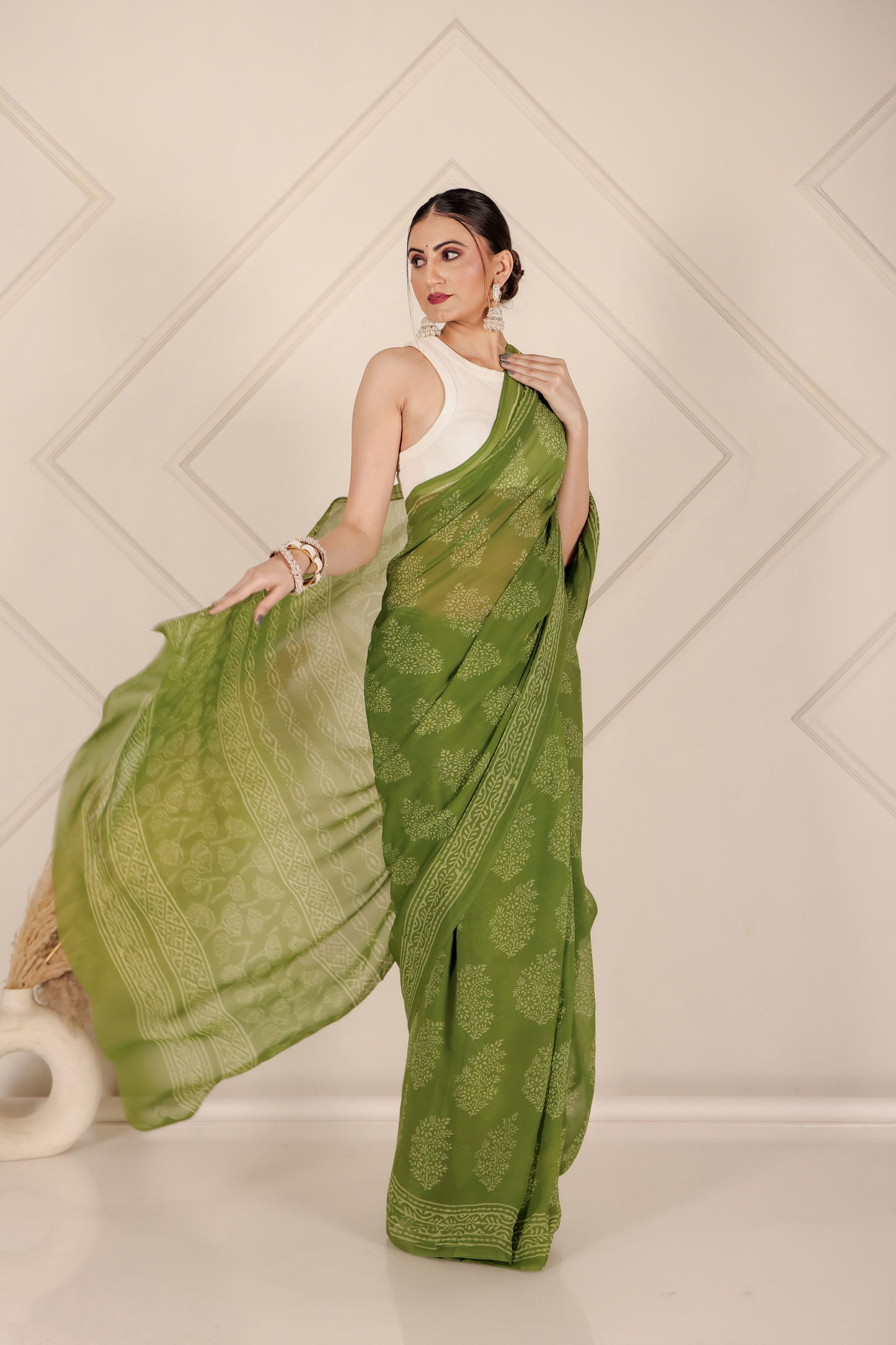 Premium Green Organza Saree